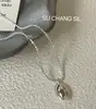 Collar Colgante Ovalado de Plata de Ley S925 Su Chuang para Mujer Estilo Coreano Ins Nicho Lujo Ligero Sentido de Alta Gama Cadena de Clavícula en Capas