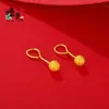 Aretes de Gancho Curvo con Cuentas de Arena Dorada Vietnamita y Brillo Esmerilado Estilo Coreano Simples y de Moda Fabricante de Aretes para Mujer Venta al por Mayor