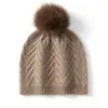 Cachemira Otoño/Invierno 2026 Nuevo Gorro de Punto Grueso Cálido de Moda Casual para Mujer Color Sólido con Patrón de Montaña