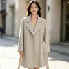 Abrigo de Lana Doble Cara Otoño/Invierno 2026 para Mujer, Bata Clásica de Tweed de Longitud Media con Cinturón, Ropa Exterior Gruesa de Cachemira, Color Sólido