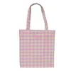 Bolsa de Lona Xadrez Simples Coreana Dupla Face, Pequena Fresca e Exquisita Bolsa de Ombro, Bolsa para Estudante Ir para a Aula, Bolsa de Compras