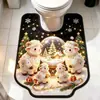 Tapete de Chão de Cordeiro de Natal Desenho Animado Tapete Absorvente de Água para Banheiro de Lama Diatomácea Tapete de Pé em Forma de U para Vaso Sanitário Resistente ao Desgaste Tapete Decorativo