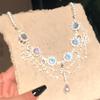 Collar Súper Brillante Princesa Fugitiva para Mujer, Nuevo Modelo 2024, Gama Alta, Lujo Ligero, Estilo de Nicho, Exquisita Cadena para Clavícula