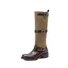 Botas de Cavaleiro Estilosas com Fivela Cor Color Block Versátil Todo Couro Genuíno Inverno 2026 Salto Médio Robusto Bico Redondo Botas Altas de Couro Genuíno Femininas