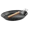 Placa Barbacoa Antiadherente para Verduras Herramientas Barbacoa Placa Plana para Asar Cesta para Asar Verduras Placa Barbacoa Carne a la Parrilla Pescado a la Parrilla Plato Drenante