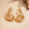 Brincos Geométricos Torcidos Banhados a Ouro 18K Real, Brincos de Design Cool e Minimalista Estilo Francês para Mulheres