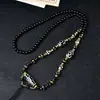 Cordão de Lanyard Feito à Mão de Xizang Estilo Étnico Pingente de Cartão de Buda Thangka Corrente Contas Pretas Colar Colorido Retrô Unissex