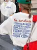 Camiseta Retro con Estampado de Sardinas para Mujer, Talla Europea Transfronteriza, Talla Europea Independiente, Camiseta con Estampado de Peces por Ambos Lados, Hermosa