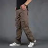 Pantalones Casuales Transfronterizos para Hombre Primavera Nuevo Algodón Puro Talla Grande Monos Holgados Deportivos Rectos Exteriores Pantalones de Múltiples Bolsillos