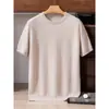 Suéter de punto de cachemira 100% pura para otoño e invierno, cuello redondo, manga corta, color liso para hombre, suéter ligero de cachemira suave, camiseta básica