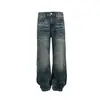 Yidao Vintage 2026 Otoño Nuevo Retro Americano Lavado Desgastado Bigotes de Gato Curvos Holgados Pierna Ancha Pantalones de Mezclilla