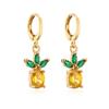 Pendientes Aogu Ins de Piña Fresca y Fresa para Mujer Chapado en Cobre Oro Real Circonita Micro-Pavimentada Joyería Suministro Transfronterizo