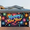 Fabricante Transfronterizo Wholesale Personalizado Tela de Fondo de Año Nuevo Feliz Año Nuevo Decoración de Puerta de Garaje Banner de Fondo Banner para Puerta