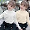 Camiseta Interior Cálida Casual para Niñas Otoño e Invierno Nuevo Estilo Estampado de Terciopelo de Cuello Medio de Manga Larga para Niños