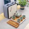 Juego de Té de Viaje Bolsa Portátil Taza de Té Rápida Regalo para Exteriores Ventas Cerámica Kung Fu Una Tetera Cuatro Tazas Caja de Regalo