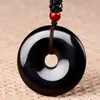 Fidelidade pingente de fivela de segurança de obsidiana natural masculino e feminino face de rede fivela de segurança pingente de jade anel de jade colar pingente atacado