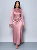 Exportação Transfronteiriça Europeia e Americana 2025 Novo Vestido de Cetim Liso de Alta Qualidade Fashion e Elegante Vestido Leve de Noite