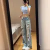 Jeans Rotos Estilo Americano para Mujer Verano Delgados Talla Grande Chica Gordita Cintura Alta Forma de Pera Adelgazantes Pantalones de Pierna Ancha