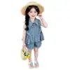 Conjunto de Verano para Niñas 2026 Nuevo Chaleco Estampado Shorts de Encaje Estilo Vacacional para Bebé Conjunto de Dos Piezas Exportación