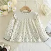 Camisa Boneca Longa Floral Estilo Coreano Nova Primavera e Outono para Meninas, Top Fino Estiloso de Princesa para Bebês Meninas