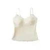 Camisola Atractiva de Encaje Patchwork de Lunares para Mujer, Cintura Moldeadora, Cuello en V con Copas Integradas, Prenda Base