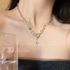 Collar de acero y titanio con cruz de piedra lunar para mujer, de verano, ligero, lujoso, con diseño de nicho, cadena de clavícula de alta calidad para Spice Girls, accesorios para celebridades de Internet.