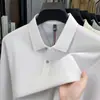 Nova Camiseta de Manga Longa para Homens 2025 Primavera e Outono, Casual de Negócios, 100% Algodão Puro, Camisa Polo Masculina Versátil e Moderna