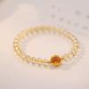 Pulsera de Citrino de una Noche Cristal Natural Cuarzo Rutilado Dorado Pulsera Regalo Estilo Lujo Ligero Joyería para Novia