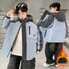 Chaqueta cortavientos para niño, nuevo estilo 2026, chaqueta con capucha acolchada y gruesa para niños mayores, abrigo de invierno cortavientos y cálido para trabajo