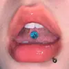 Unha de língua acrílica com glitter azul menta verde cruzada Europa e América ins hot girl piercing de língua 14G em estoque joias para perfuração atacado
