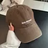 Gorra de Béisbol Azul Marino con Bordado de Letra Retro para Mujer, Uso Diario Casual, Ala Ancha, Sensación de Alta Calidad, Circunferencia de Cabeza Grande, Gorra Pico de Pato