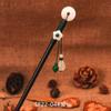 Horquilla de madera de ébano de imitación con borlas, horquilla con forma de paso, tocado antiguo para niños, accesorios para el cabello, horquilla para el cabello de ropa antigua, accesorios para el cabello