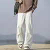 Calças de seda gelada de marca de moda de rua americana/personalizada para homens e mulheres, finas de outono, frescas, elásticas, fluidas, largas, retas, casuais