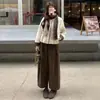 Procesamiento y personalización Otoño e Invierno Nuevo Modelo Elegante Estilo Elegante Ropa de Abrigo Pantalones de Pierna Ancha Conjunto de Dos Piezas Cuello Redondo Ropa de Abrigo Incluyendo Bufanda Cuándo