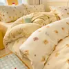 Conjunto de cama de quatro peças em fio com toque de nuvem, categoria A, algodão puro, novo estilo de lençol e capa de edredom, conjunto de três peças para dormitório estudantil 4