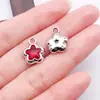 Accesorios para joyería DIY con colgantes de aleación en forma de pentagramas y flores de ciruelo para aretes, collares, llaveros y dijes pequeños hechos a mano