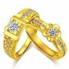 Anillo de pareja para hombre y mujer, anillo de bodas, anillo de diamantes de oro de simulación simple, par de circonitas, regalo de San Valentín para novia.