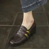 Mocasines de mujer para aumentar la altura, zapatos negros de cuero sin cordones, estilo británico, adecuados para ir al trabajo, de suela gruesa, cómodos, zapatos de suela blanda