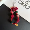 Estilo Nuevo Creativo Forma de Corazón Pedrería Cuadrado Pompón Cadena para Colgar Teléfono Cadena de Cuentas Cámara CCD Cadena DIY