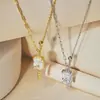 Collar Rectangular de Zirconia de Plata de Ley S925 para Mujer con Cadena de Diseño Asimétrico y Cadena para Clavícula con Cuentas Deslizantes Ajustables