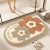 Alfombra de Piso Floral para Baño Suave Felpa Imitación Cachemir Alfombra Doméstica para Inodoro Absorbente Felpudo para Puerta Resistente al Desgaste para Baño