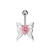 Anillo de Acero Inoxidable Mariposa para Ombligo Transfronterizo Corazón de Melocotón Zirconia Piercing de Ombligo Hebilla de Ombligo Venta al por Mayor