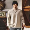 Camiseta térmica de base estilo retrô americano 310g para homens, versão primavera e outono, folgada e quente, moletom masculino de manga comprida