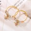 Nova Moda DIY Panjiadora Pulseira de Aço Inoxidável Pingente de Abelha com Diamante Pulseira Ajustável para Namorada Pulseira