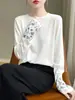 Primavera 2026 Nuevo Suéter de Punto Bordado Estilo Chino Nuevo para Mujer Cuello Redondo Ajustado Estilo Nacional Versátil Elegante Top