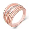 Yihua Aliexpress Moda Europeia e Americana Joias Atacado Ouro Rosa Anel Multilinha Fabricante Venda Direta Joias para Comércio Exterior