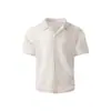 Camisa Masculina Nova de Manga Curta com Lapela Xadrez Casual Retrô Tendência de Marca Estilo Americano Solta e Versátil Roupa de Trabalho Camisa