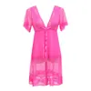 Roupão de Lingerie Sedutor para Dormir Feminino Malha Solta para Casa Fino Respirável Pijama de Verão Atacado 8766