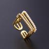 Moda Europea y Americana Estilo Nuevo Anillo Abierto de Cobre con Circonita Bañado en Oro Real, Estilo Celebridad de Internet Anillo Súper Brillante para el Dedo Índice Venta al por Mayor
