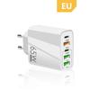 Cabezal de Carga Rápida de 65W Cargador Multipuerto para Teléfono Móvil Estándar Europeo y Americano Británico 2Pd+3Usb Tipo Perforación Multiagujero Cabezal de Carga Rápida Tipo C